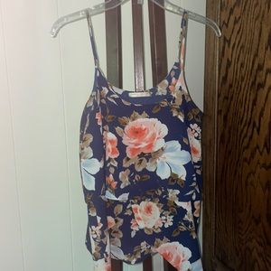 Juniors Medium blue floral twenty second spaghetti strap